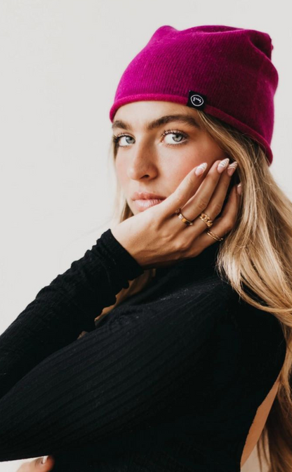 Rolled Edge Cashmere  Beanie