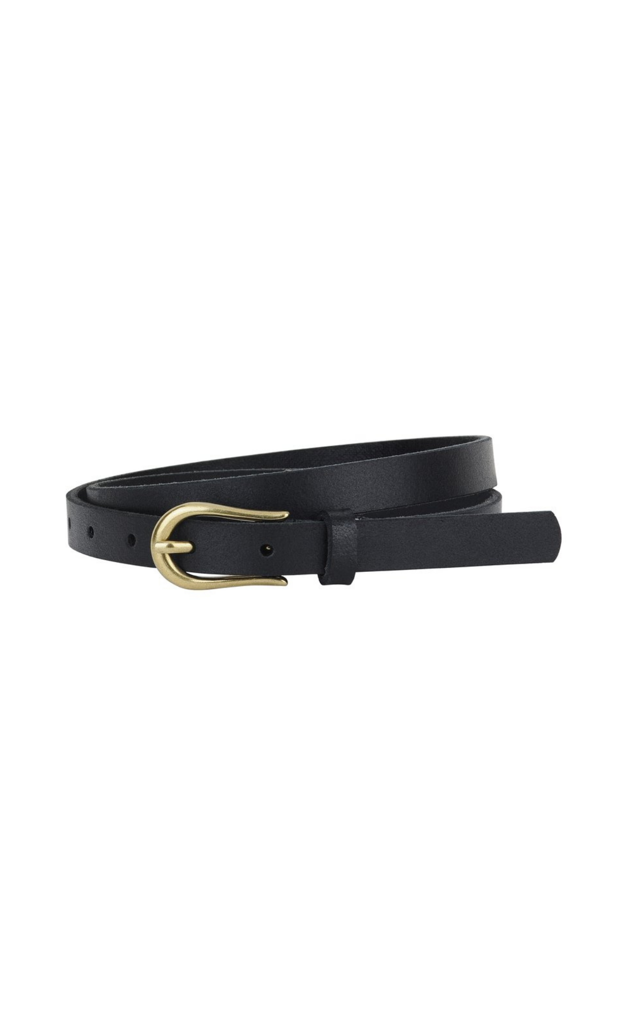 Skinny Leather Belt With Equestrian Buckle