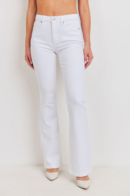 JBD High Rise Skinny Flare Jeans In White