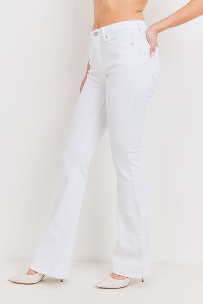 JBD High Rise Skinny Flare Jeans In White